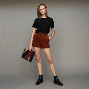 NWT Maje burnt orange high rise corduroy shorts, 38 or M